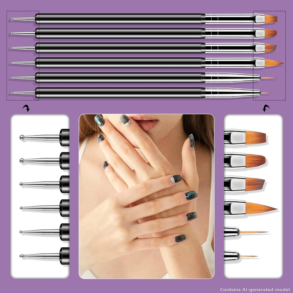 Double Ended Nail Art Dotting  - Detailing Brush Set 评论和价格